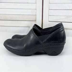 Merrell‎ Emma Nubuck Leather Clog Slip On Black 6 Block Heel